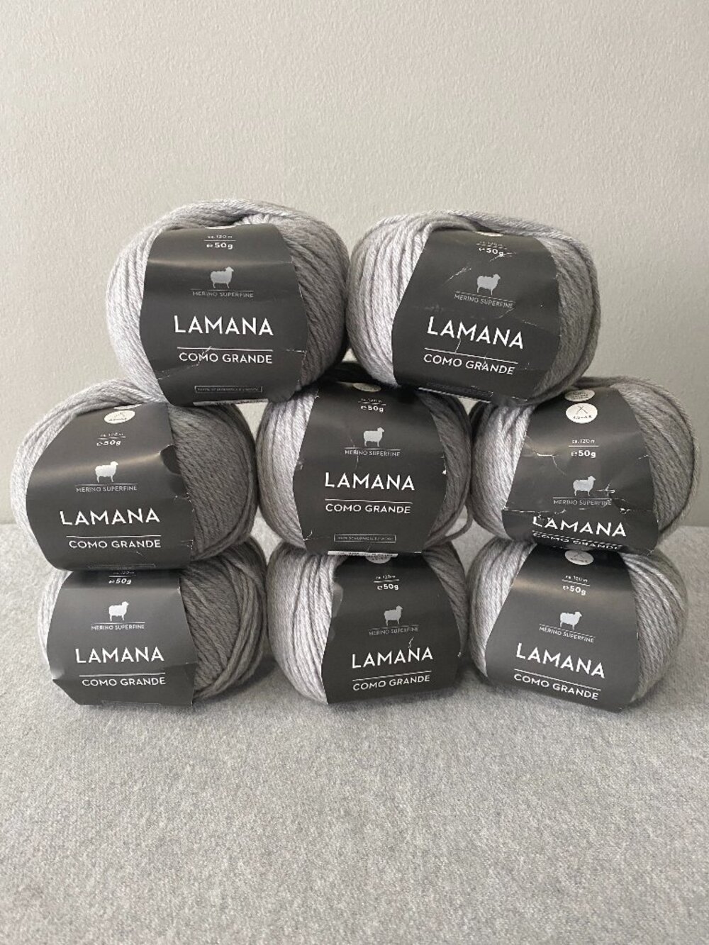 NWT Lamana Como Grande Colour 42M Light Grey Melange Lot of 8